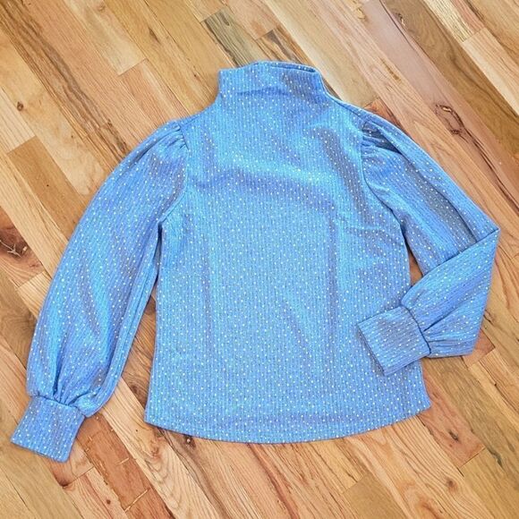 LUSH Sparkly Mock Neck Long Sleeve Top in Slate Small - Picture 7 of 7